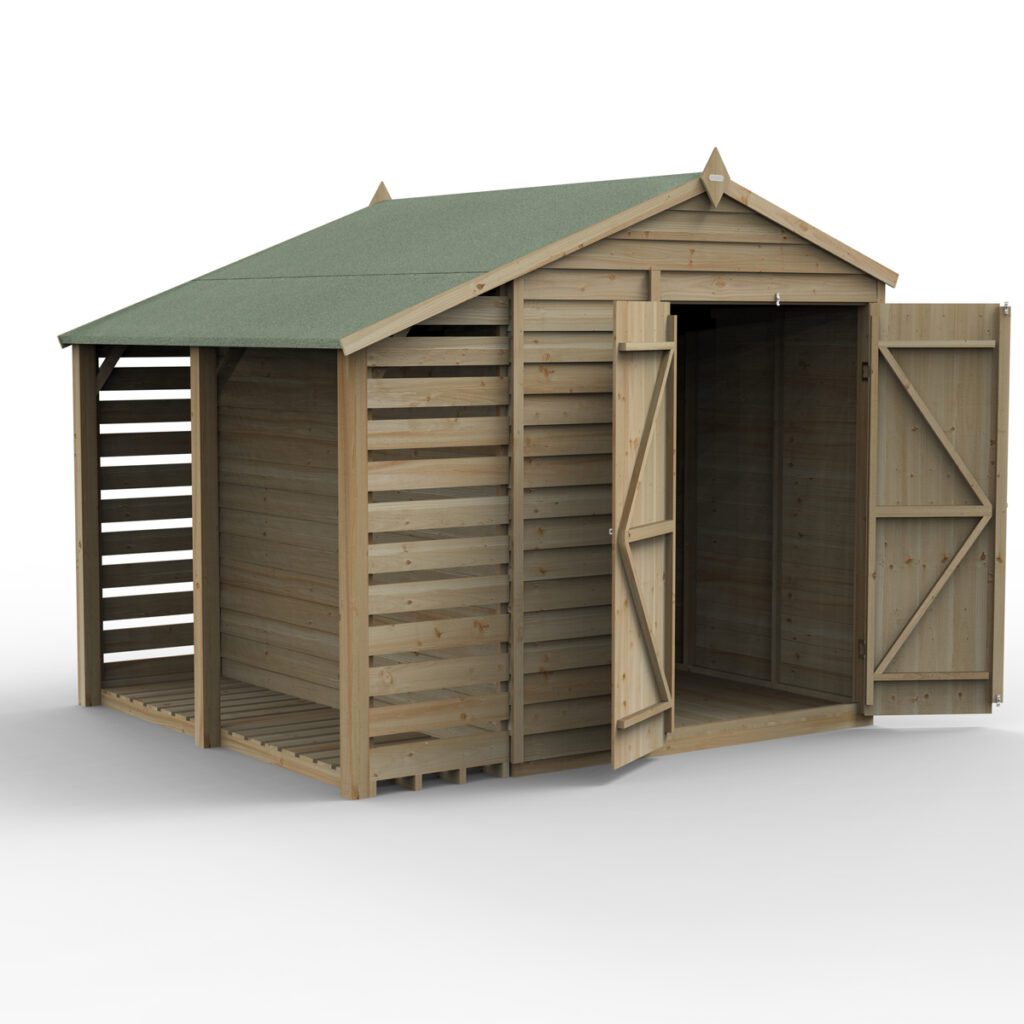 4LIFE Apex Shed 6×8 – Double Door – No Windows –  With Lean-To with Installation 5013053200773 2
